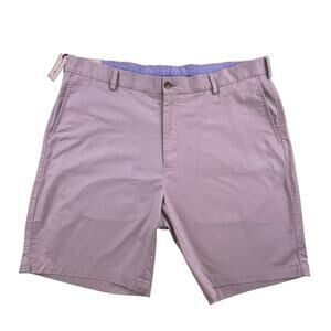 NWT Peter Millar soft touch twill shorts, tan, size 38” HAS STAIN PICTURED